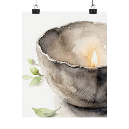 Spring Ceramic Bowl Watercolor Wall Art Print | Earthy Decor