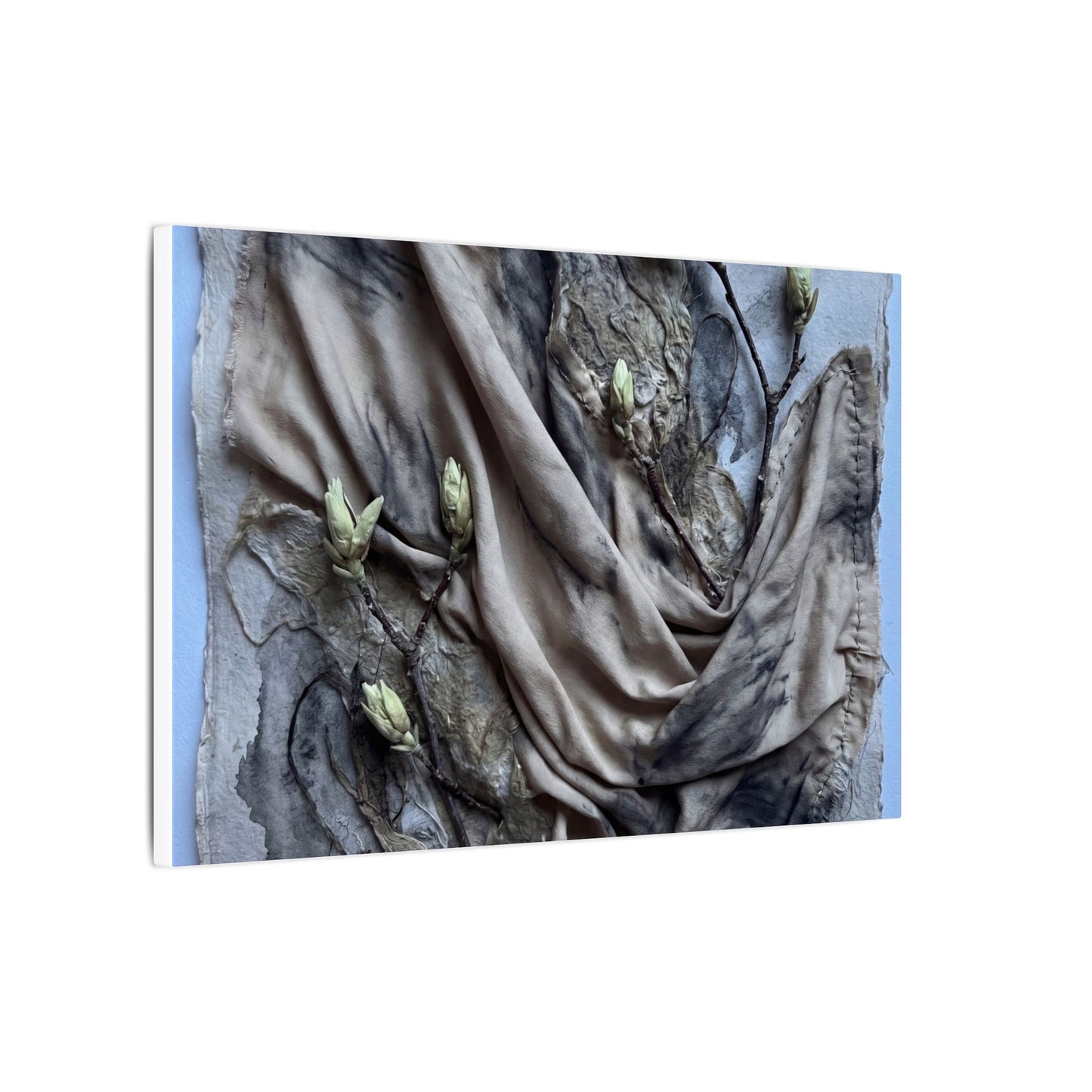 Japandi Silk Drape in Moonlight | Texture Canvas Art