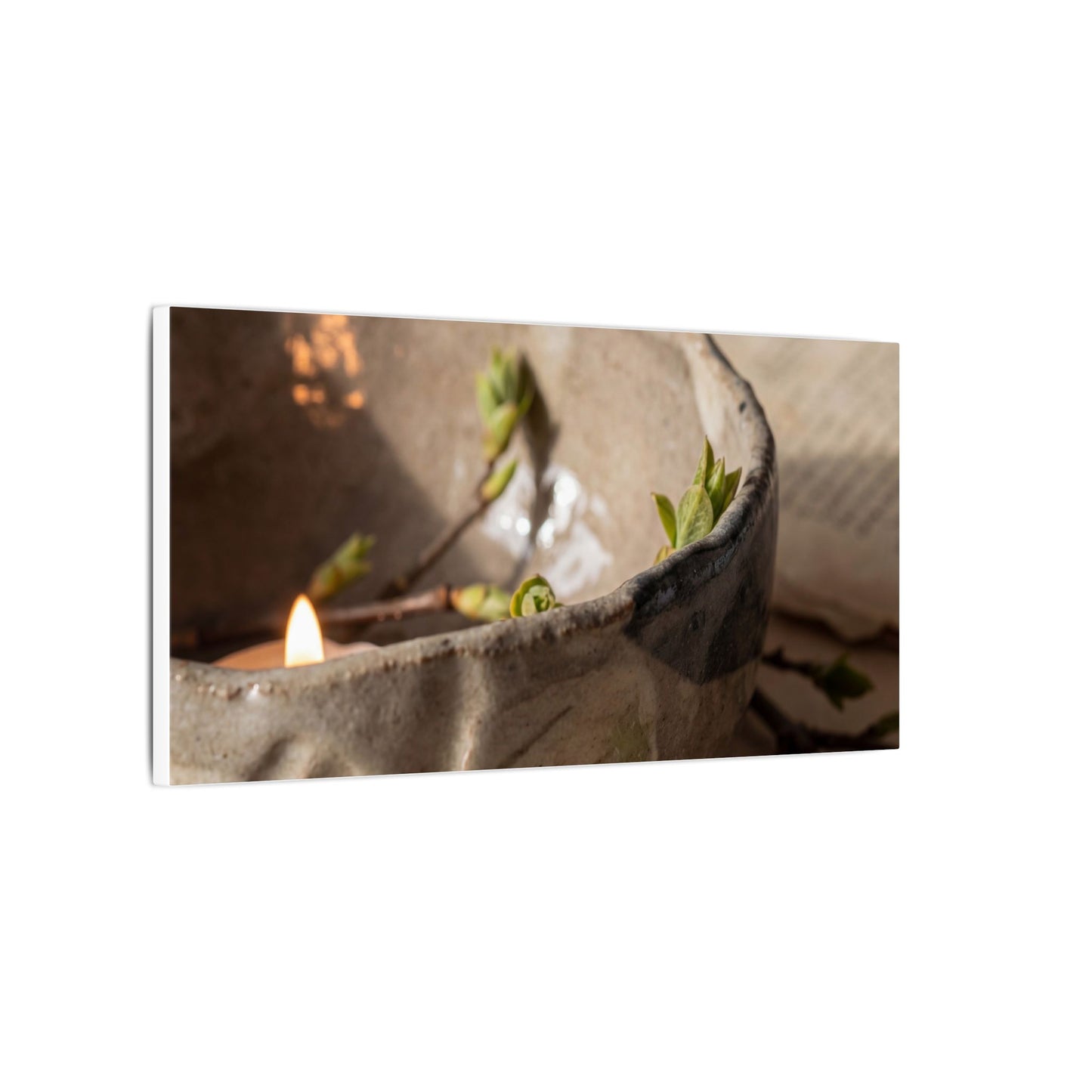 Candlelight Ceramic Bowl Canvas Art - Japandi Ma
