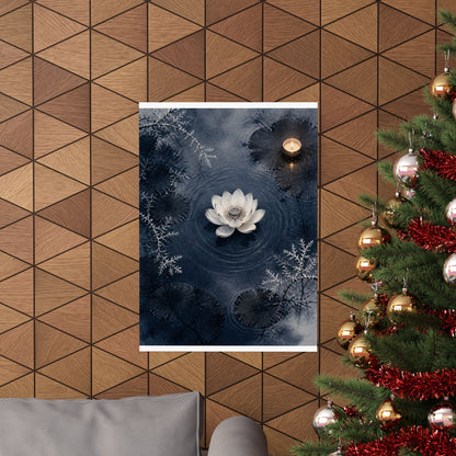 Lotus Flower Wall Art Print | Winter Zen Sumi E Art