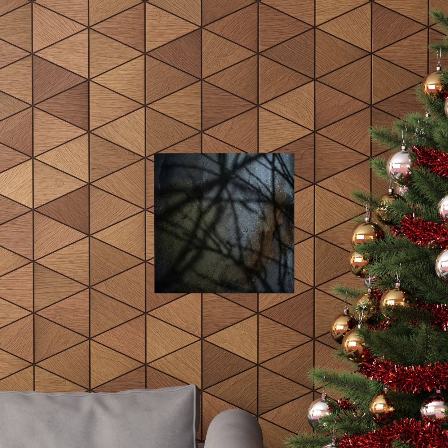 Shadow Play Wall Art Print | Winter Dark Japandi Dark Texture Art