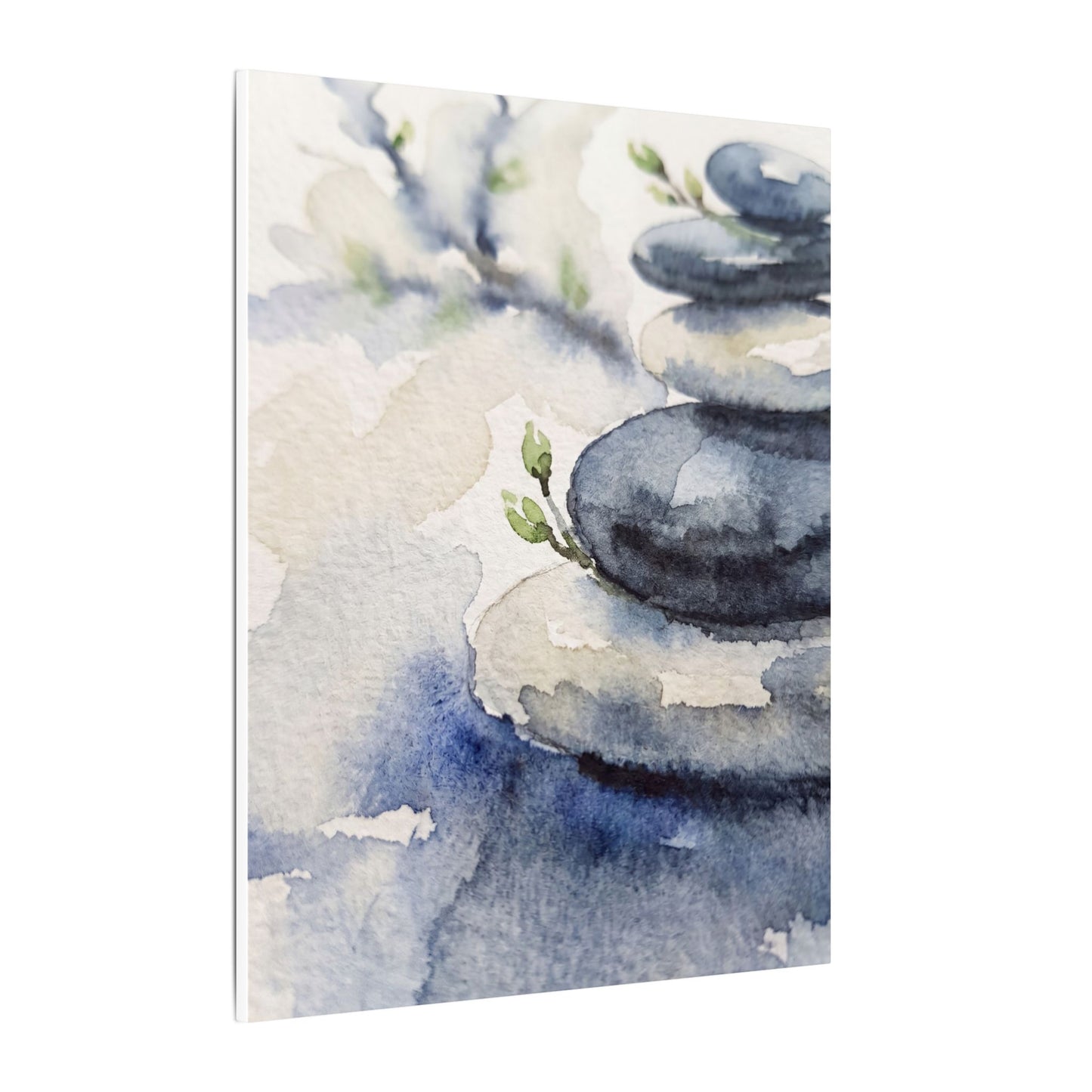 River Stones Watercolor Canvas Art | Cozy Japandi Art