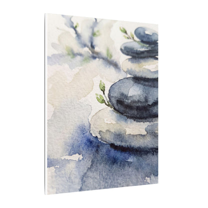 River Stones Watercolor Canvas Art | Cozy Japandi Art
