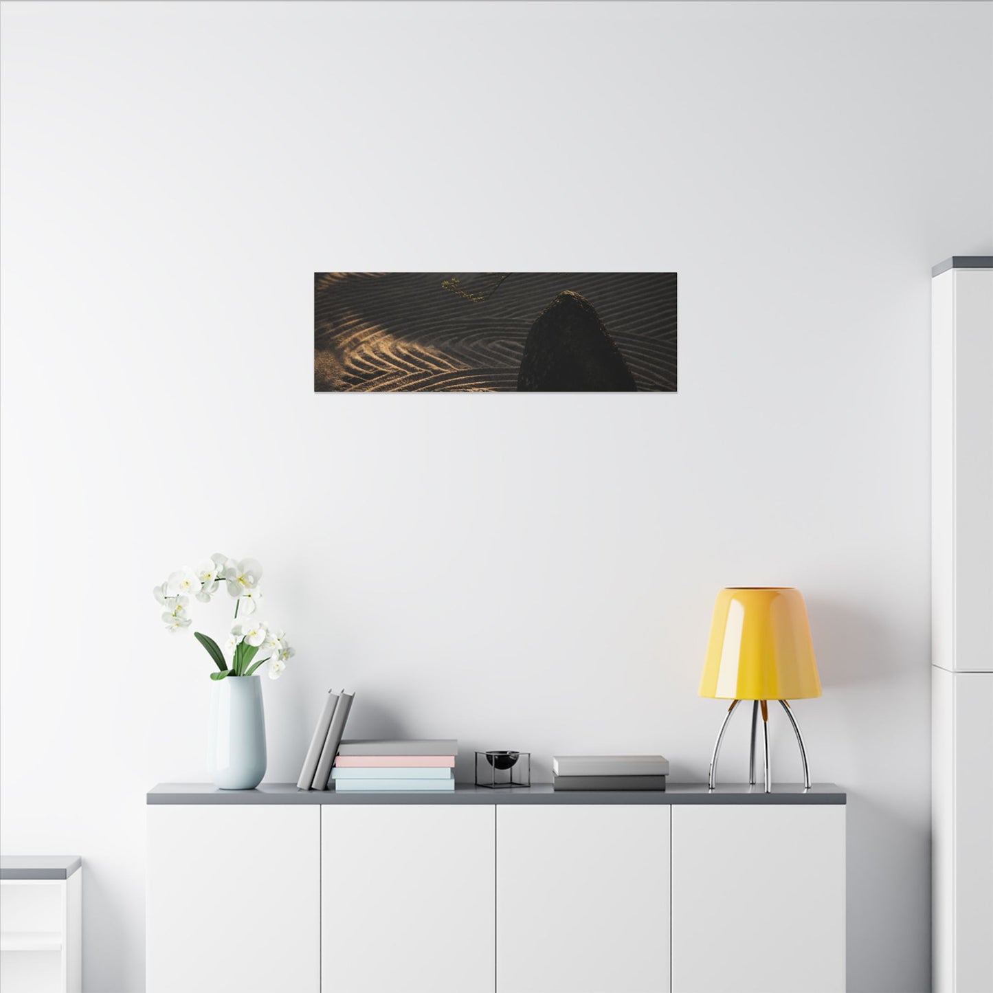 Ma Rock Garden Canvas Art - Dark Japandi Shadow Zen