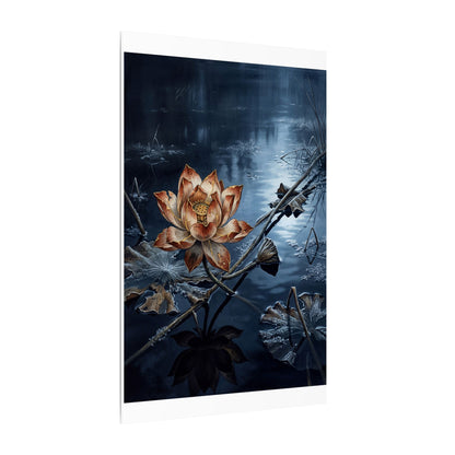 Winter Lotus Flower Broken Beauty Canvas Art | Healing Decor