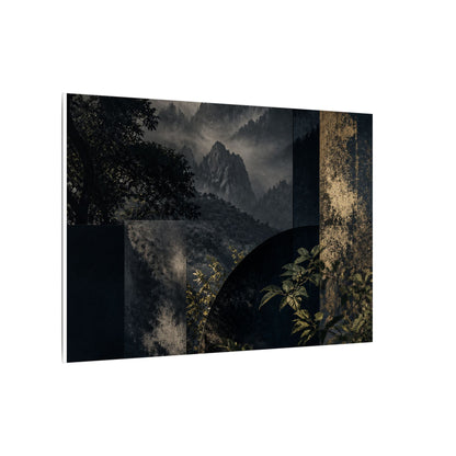 Mountain Mist Summer Canvas Art | Dark Japandi Atmospheric Design