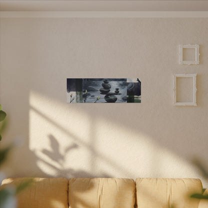Moonlight River Stones Canvas Art - Zen Shibui