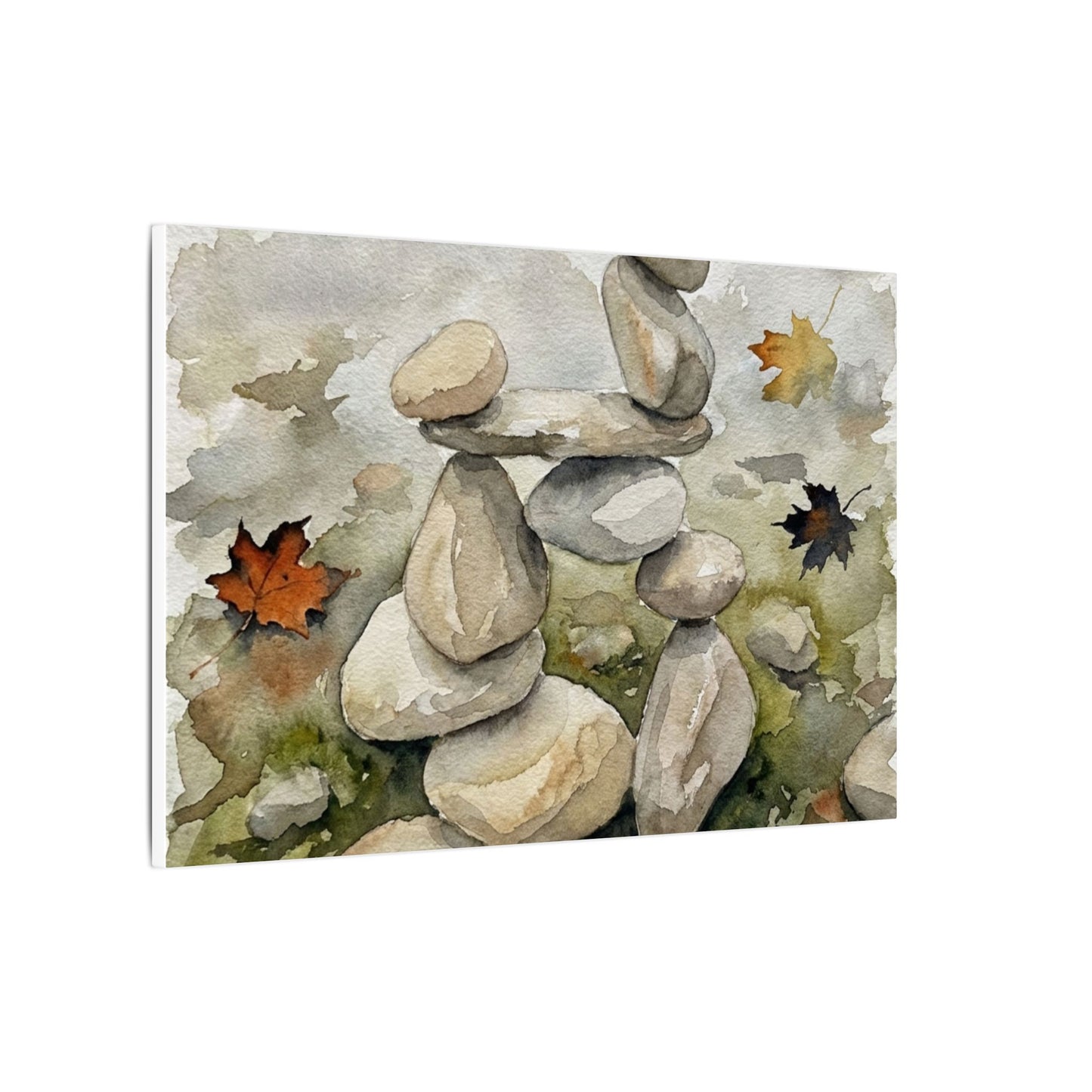 Overcast River Stones Canvas Art - Japandi Fukinsei