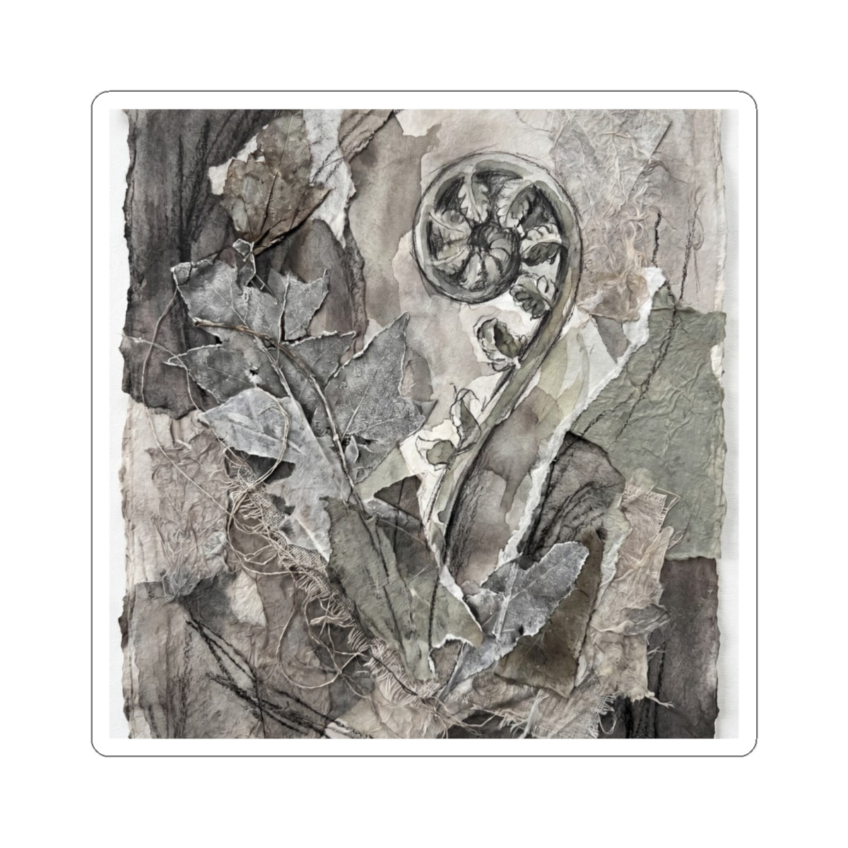 Elegant Fern Unfurling Sticker - Texture Japandi