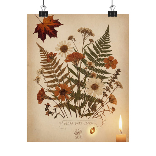 Datsuzoku Dried Flowers Wall Art Print - Cottagecore Herbarium Art Print