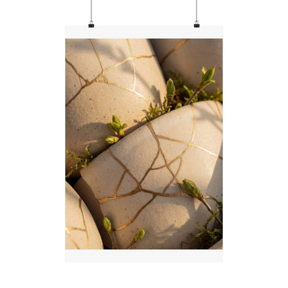 Artful Broken Pottery Wall Art Print - Gold Vein Kintsugi