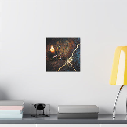 Kintsugi Rust Patina in Candlelight | Gold Repair Canvas Art
