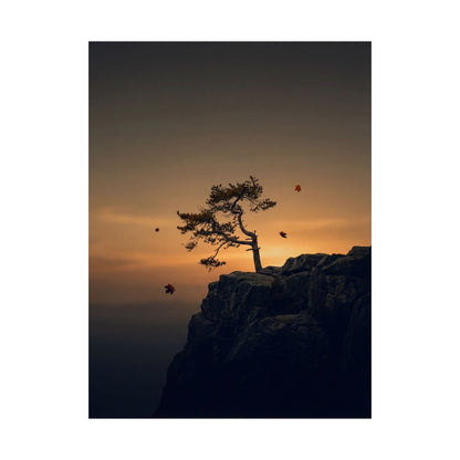 Pine Tree Wall Art Print | Autumn Dark Japandi Moody Minimal Art