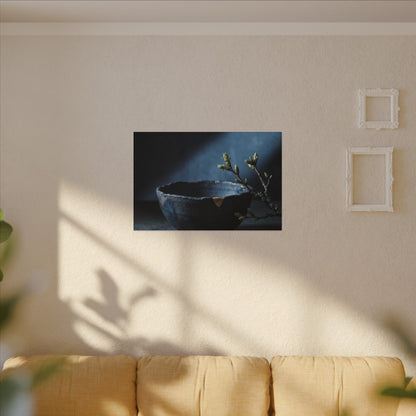Ceramic Bowl Shadow Zen Canvas Art | Sophisticated Dark Japandi Art