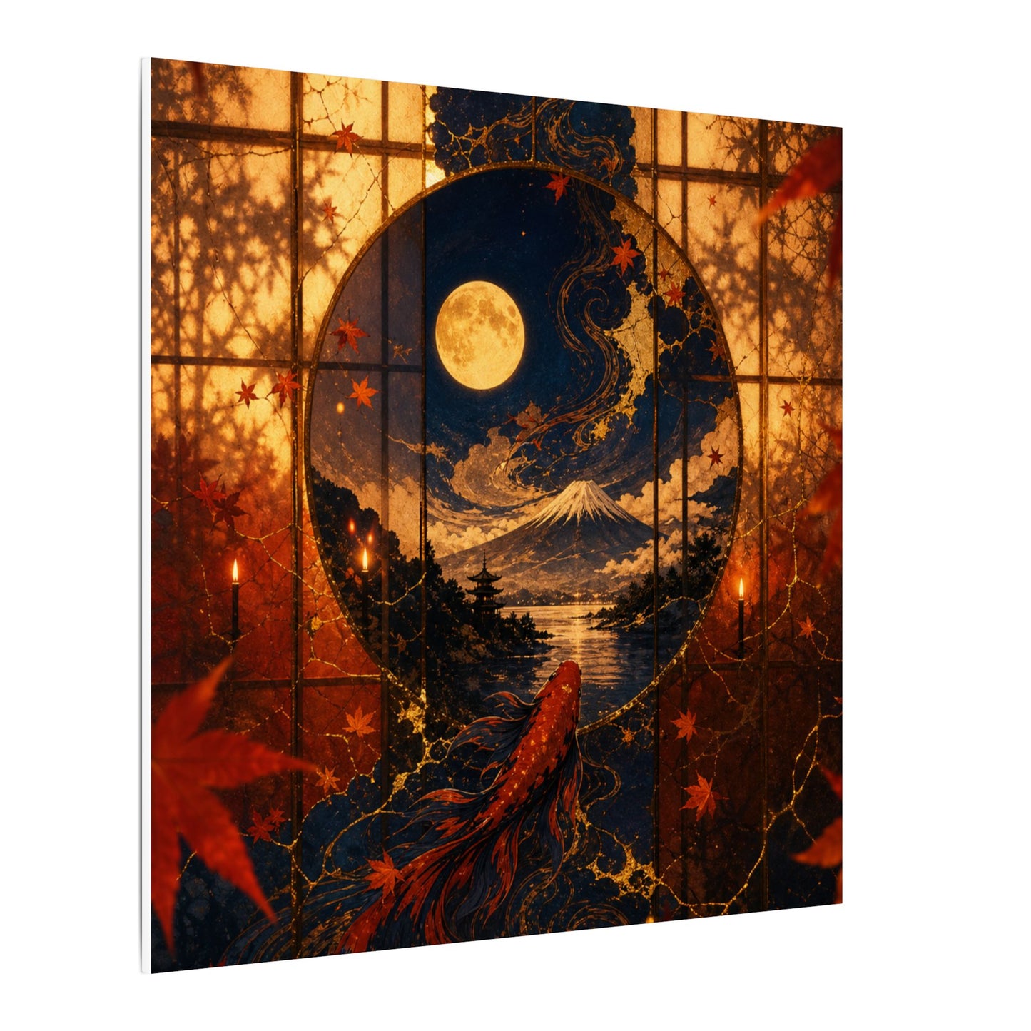 Beautiful Shoji Screen Canvas Art - Gold Vein Kintsugi