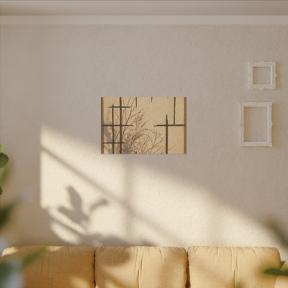 Shoji Screen Canvas Art | Winter Japandi Minimal Line Art