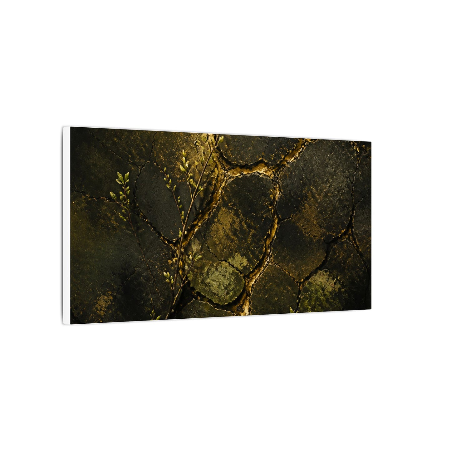 Shibui Cracked Earth Canvas Art - Dark Japandi Dark Texture