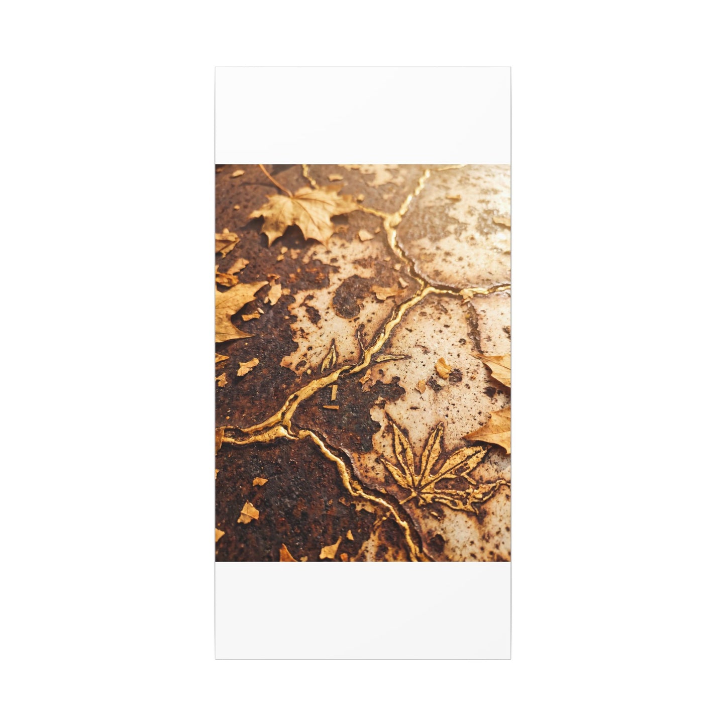 Kintsugi Rust Patina in Golden Hour | Gold Vein Canvas Art