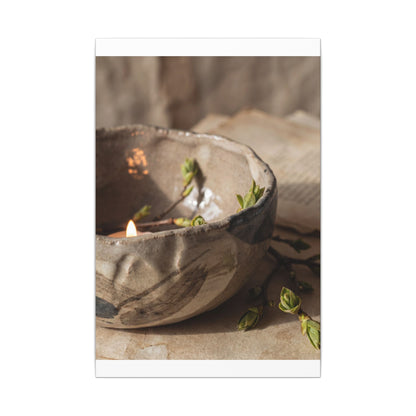 Candlelight Ceramic Bowl Canvas Art - Japandi Ma