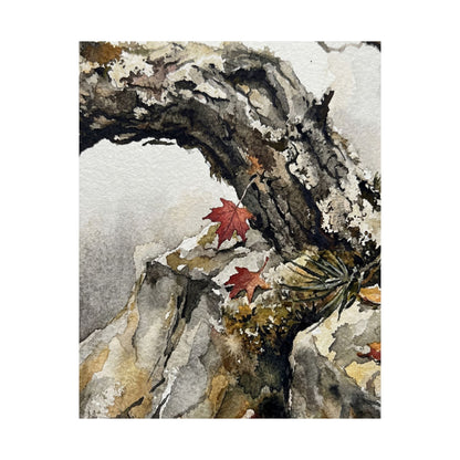 Autumn Pine Tree Watercolor Wall Art Print | Elegant Decor