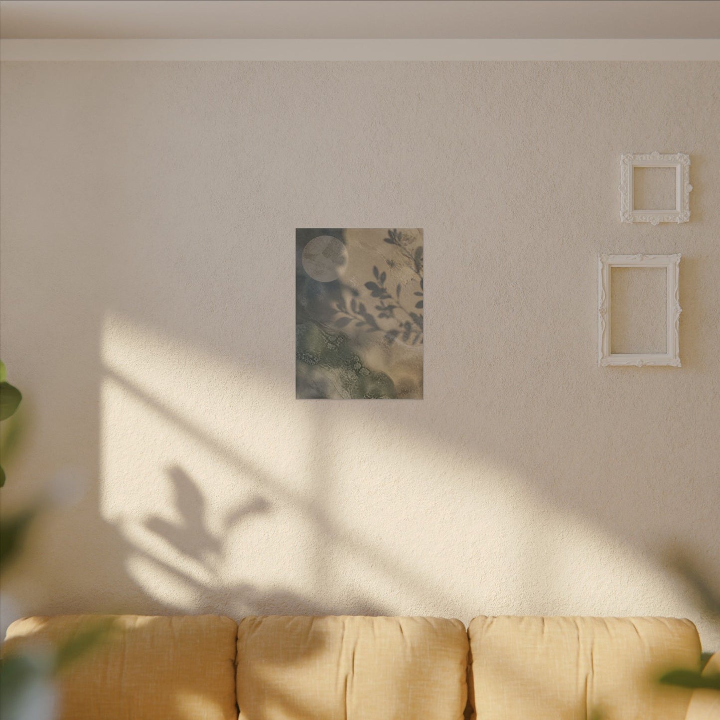 Japandi Shadow Play in Moonlight | Texture Canvas Art
