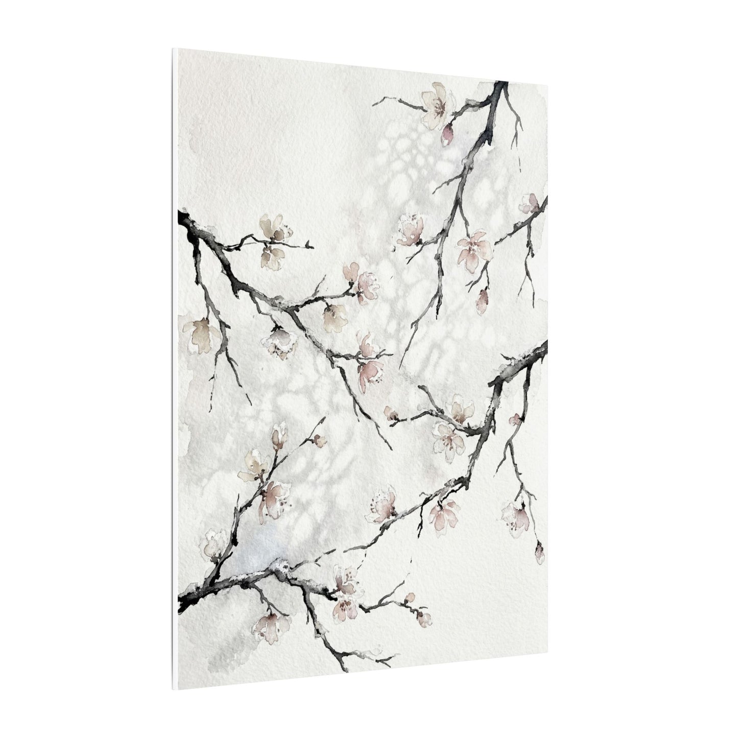 Cherry Blossom Canvas Art | Winter Japandi Watercolor Art