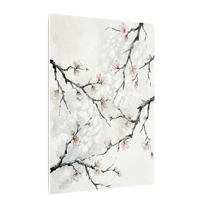 Cherry Blossom Canvas Art | Winter Japandi Watercolor Art
