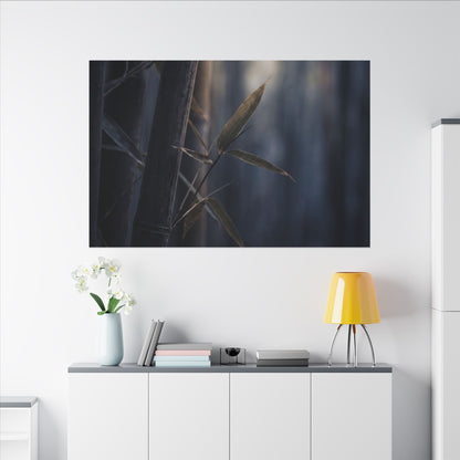 Dark Japandi Bamboo Grove in Dawn | Moody Minimal Canvas Art