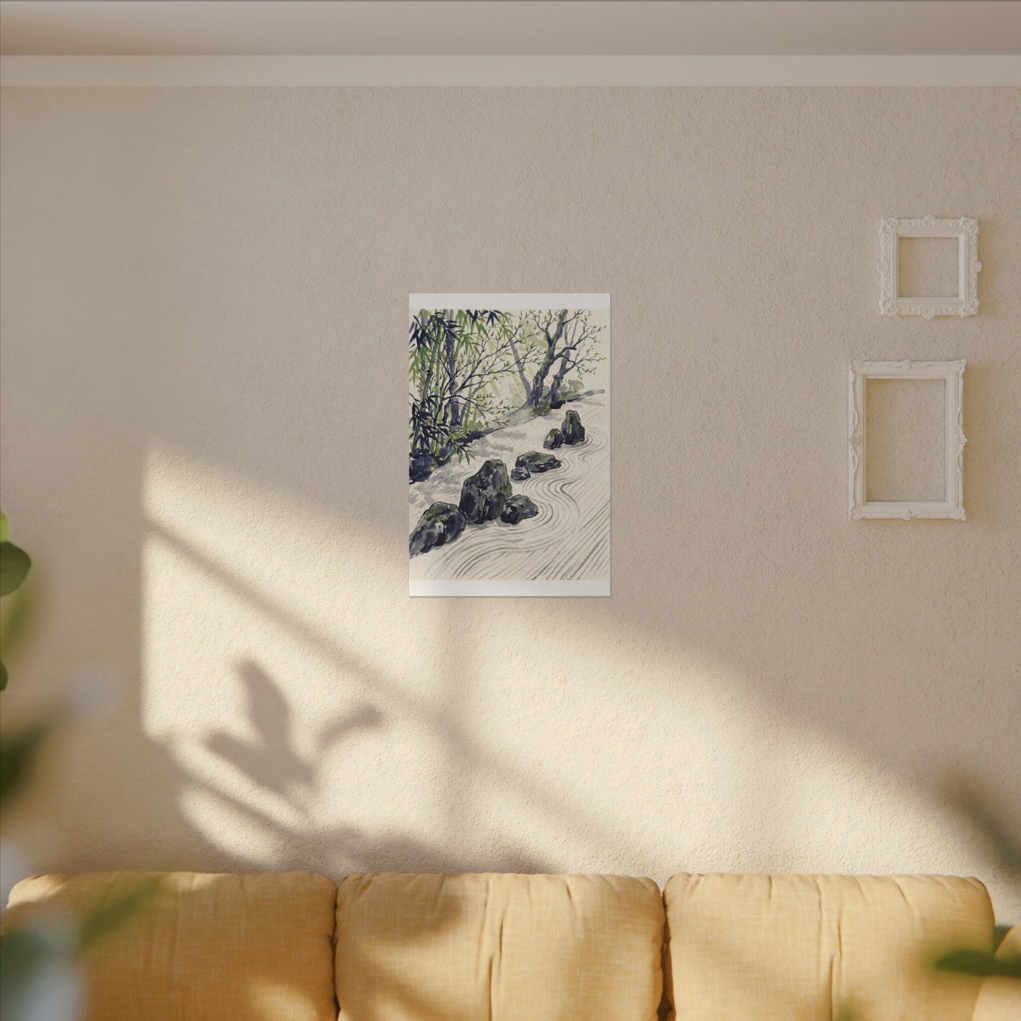 Dappled Rock Garden Canvas Art - Zen Mono No Aware