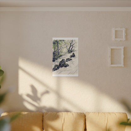 Dappled Rock Garden Canvas Art - Zen Mono No Aware