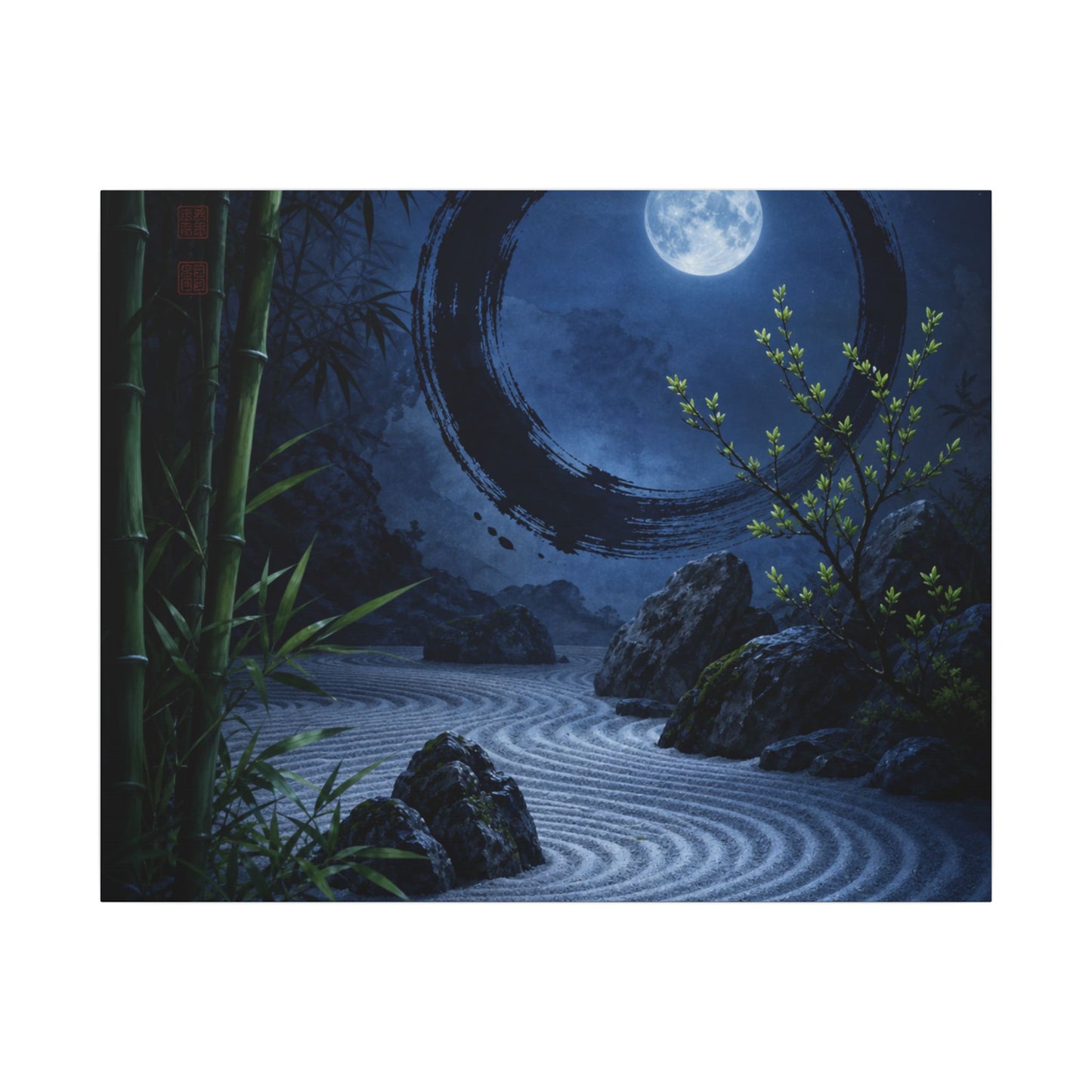 Serene Rock Garden Canvas Art - Enso Zen