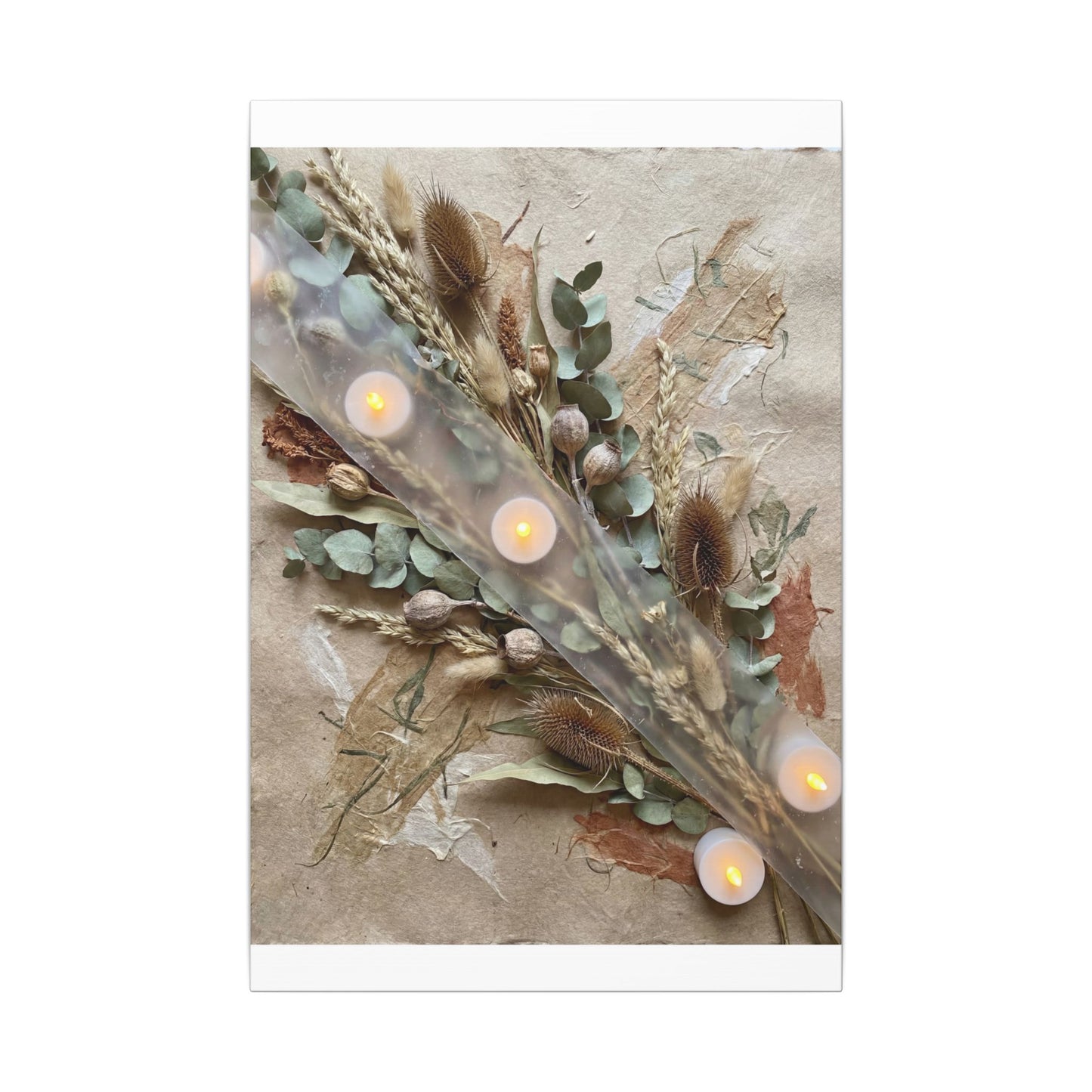 Candlelight Dried Flowers Canvas Art - Japandi Kanso