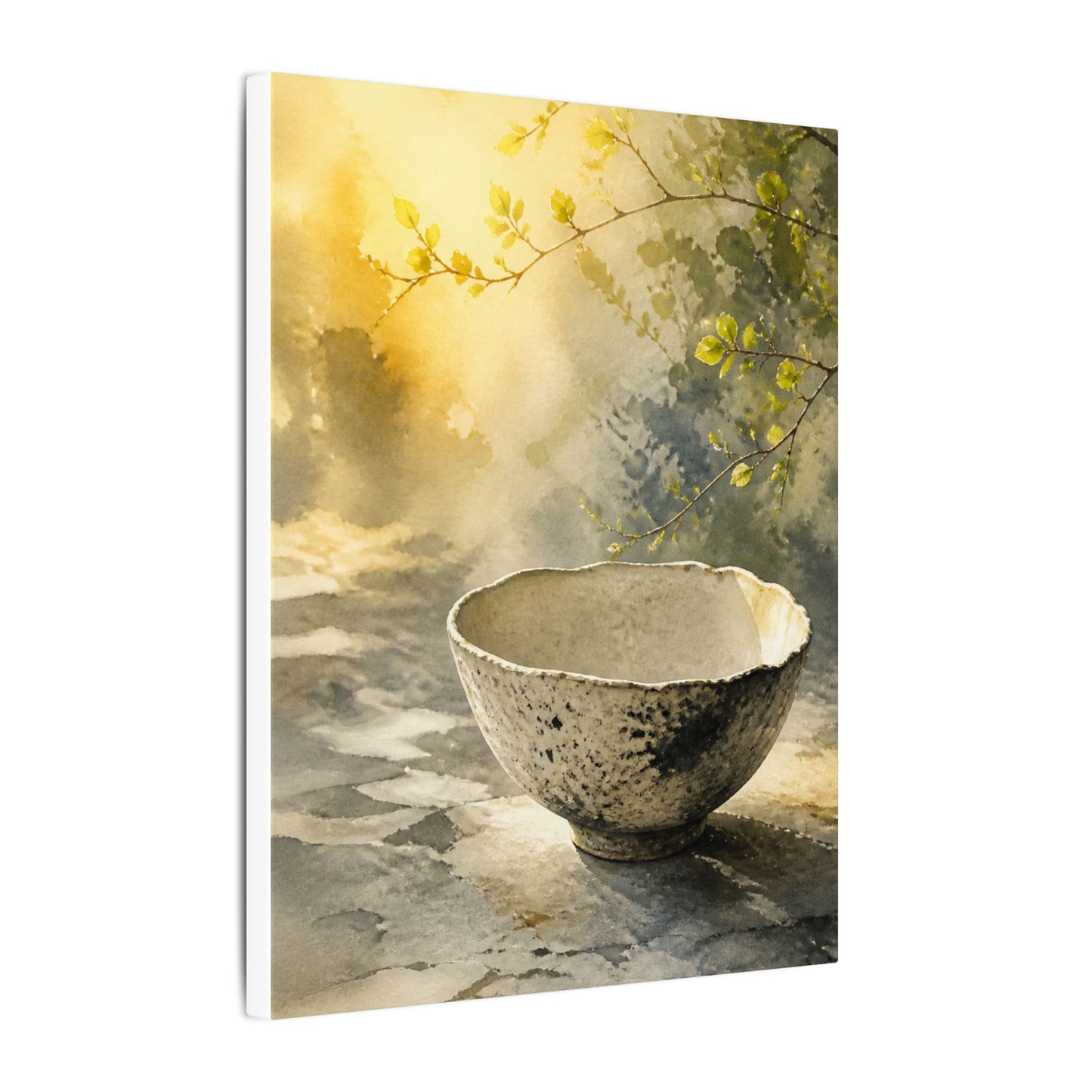 Cozy Ceramic Bowl Canvas Art - Watercolor Japandi