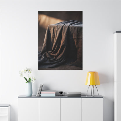 Silk Drape Canvas Art | Winter Dark Japandi Shadow Zen Art