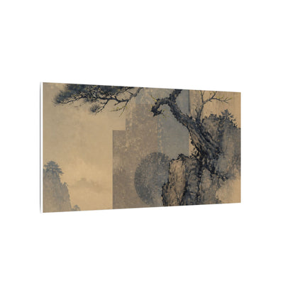 Japandi Pine Tree in Moonlight | Japanese Pattern Canvas Art