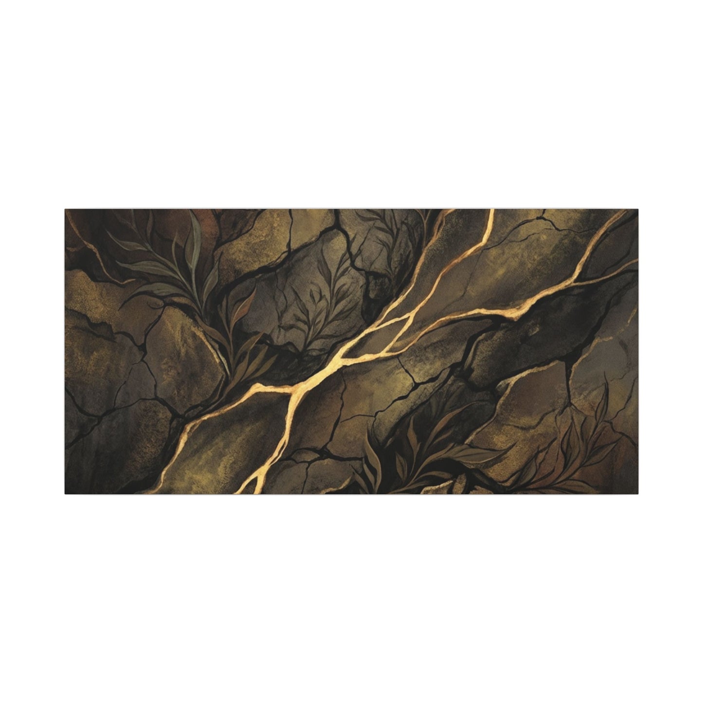 Cracked Earth Charcoal Ink Canvas Art | Bold Dark Japandi Art