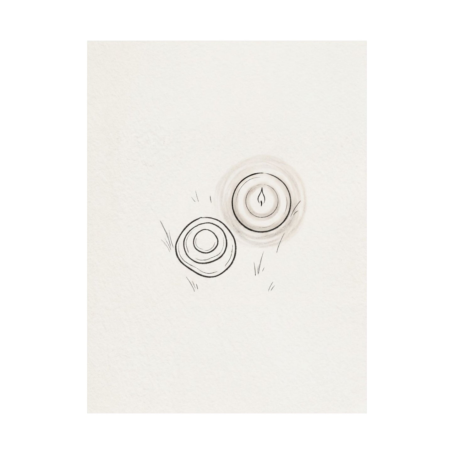 River Stones Minimal Line Wall Art Print | Neutral Japandi Art