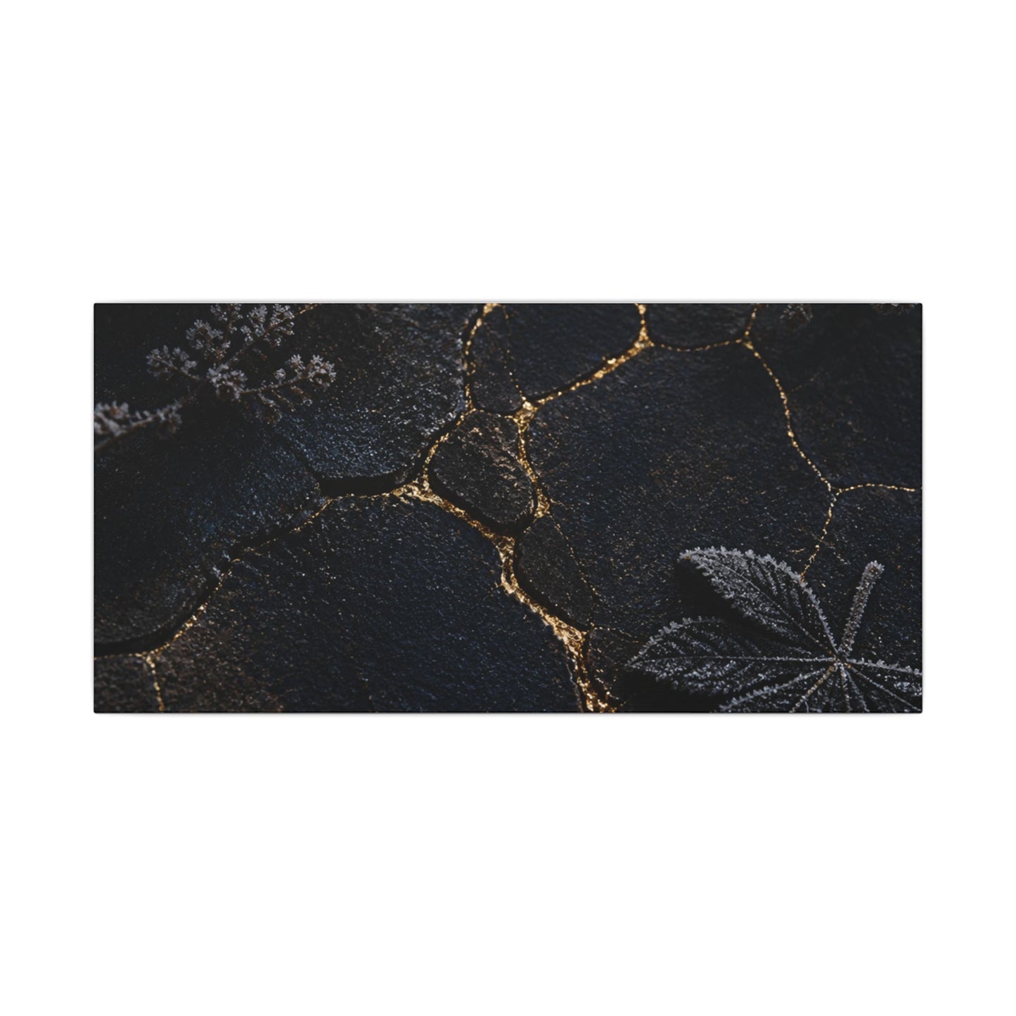 Candlelight Cracked Earth Canvas Art - Dark Japandi Ma