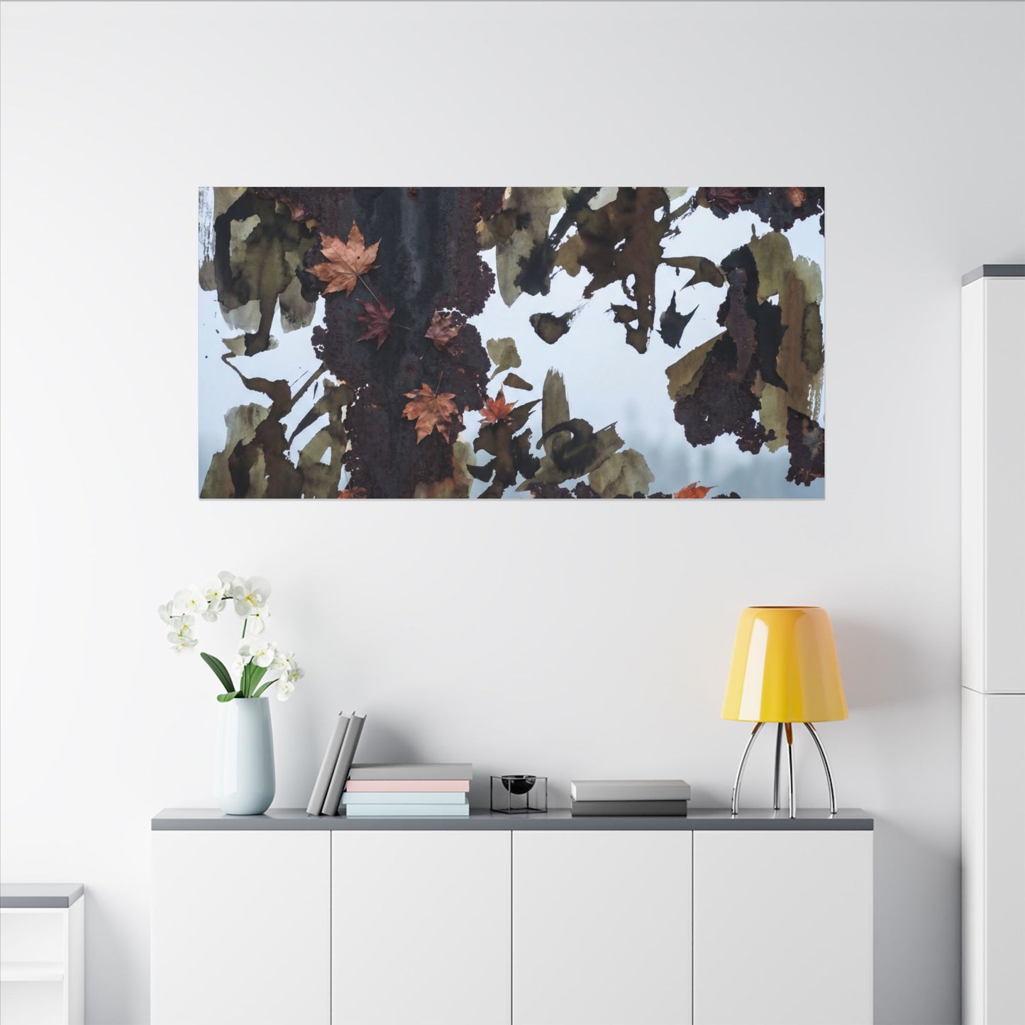 Rust Patina Charcoal Ink Canvas Art | Sophisticated Dark Japandi Art