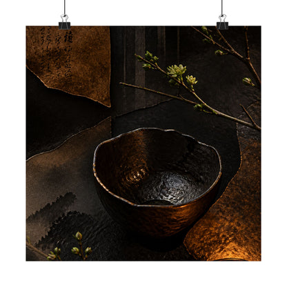 Moody Ceramic Bowl Wall Art Print - Shadow Zen Dark Japandi