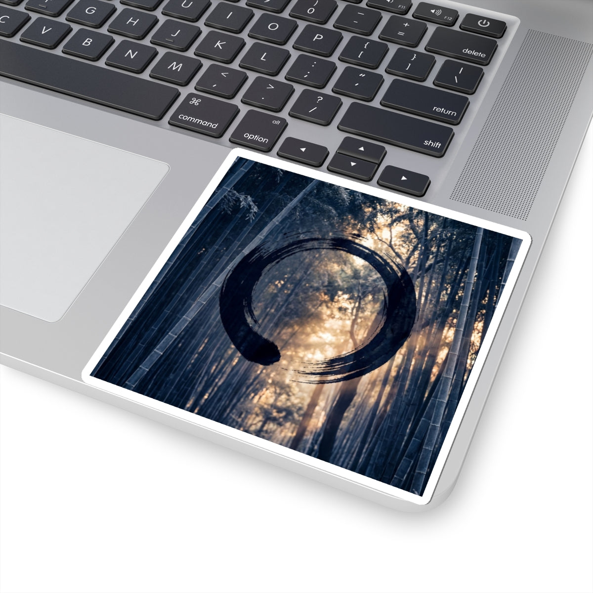 Zen Bamboo Grove in Golden Hour | Enso Sticker Art Print