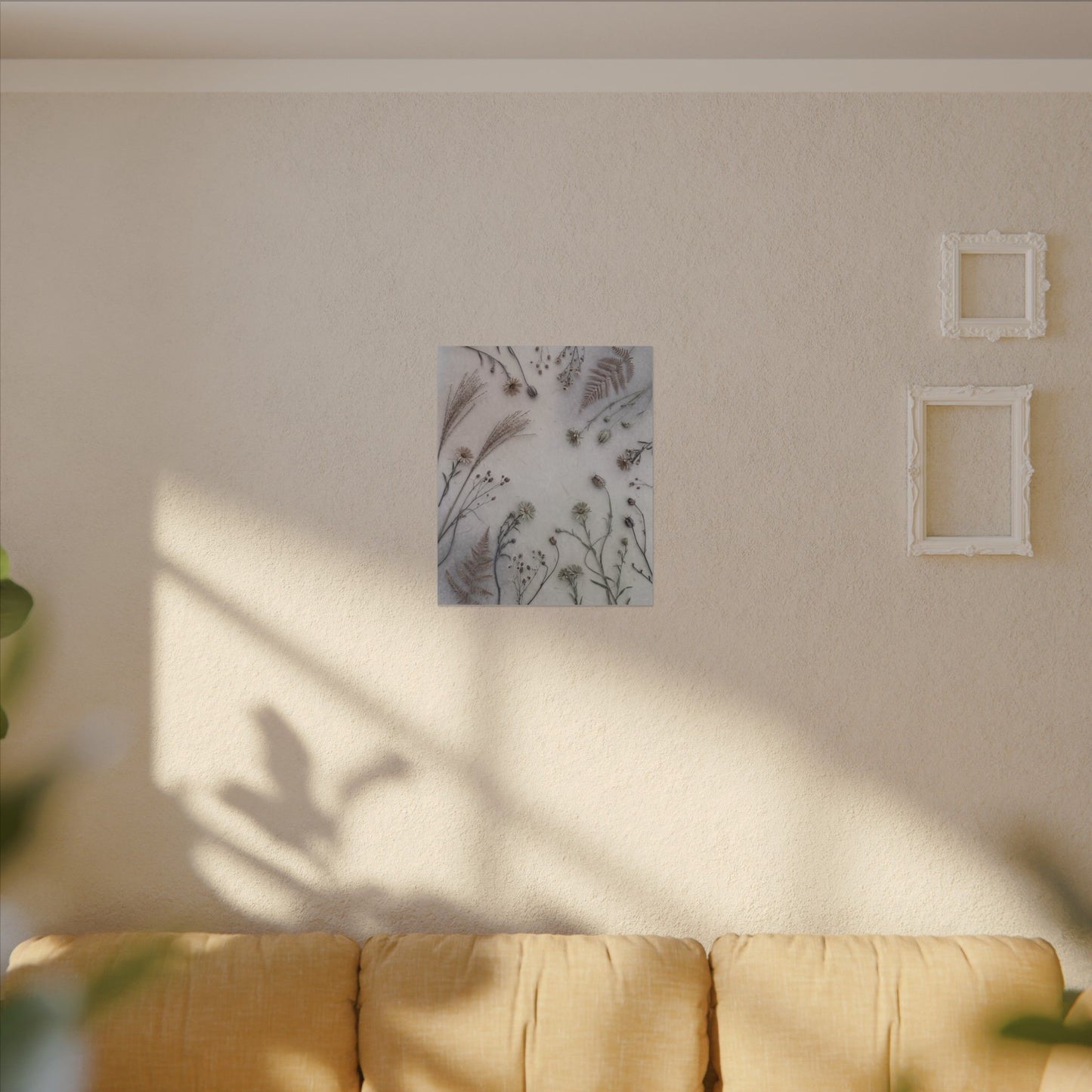 Dried Flowers Japanese Pattern Canvas Art | Elegant Japandi Art