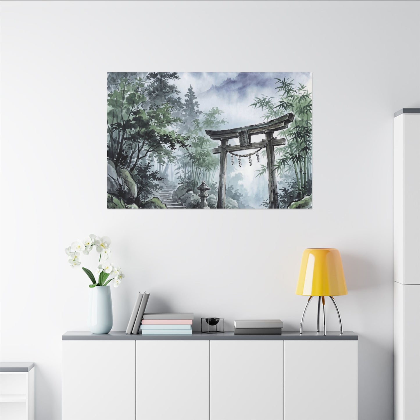 Moonlight Torii Gate Canvas Art - Zen Fukinsei