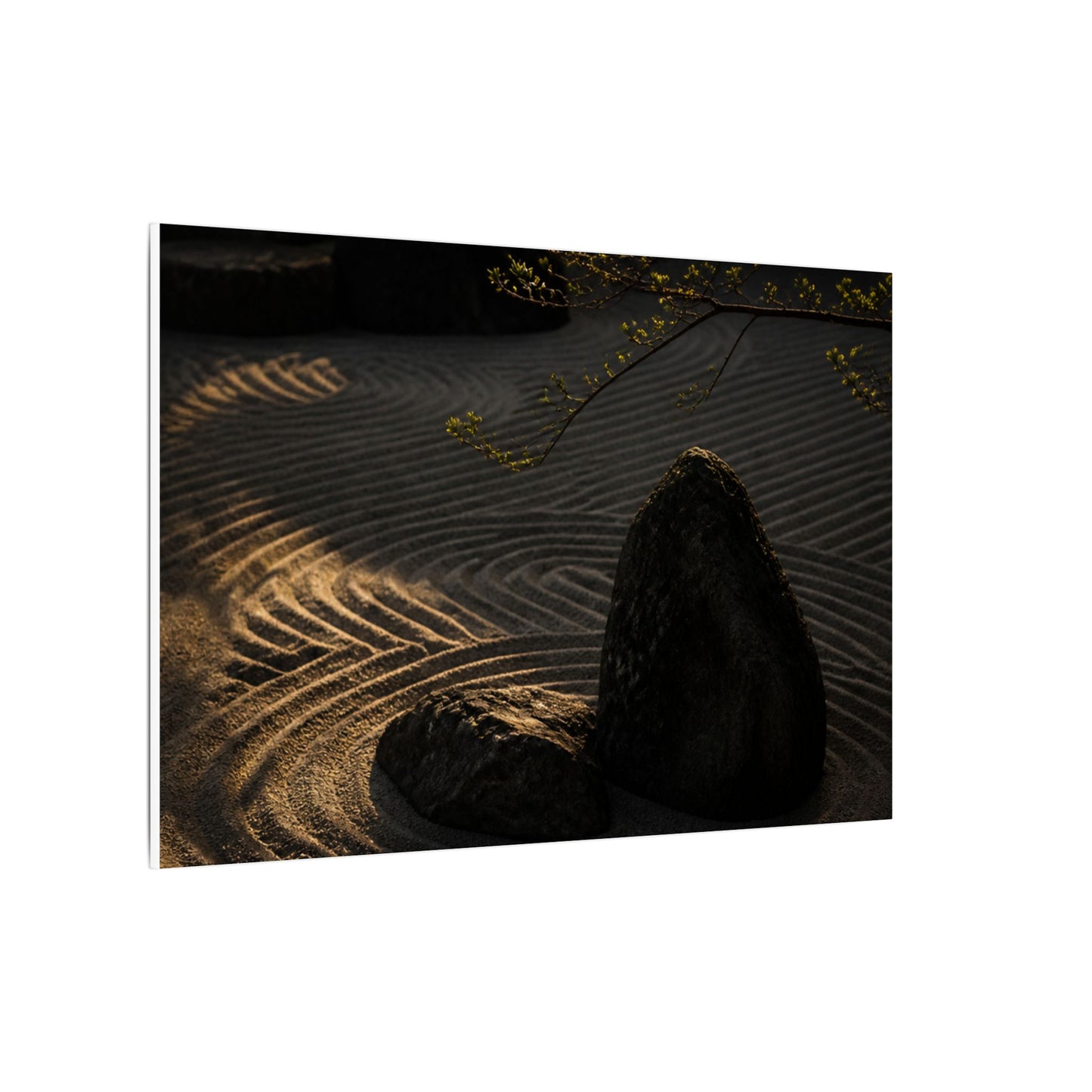 Ma Rock Garden Canvas Art - Dark Japandi Shadow Zen