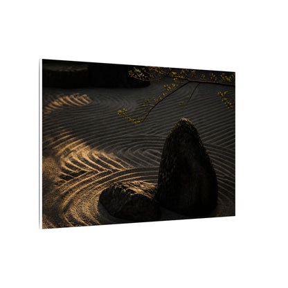 Ma Rock Garden Canvas Art - Dark Japandi Shadow Zen