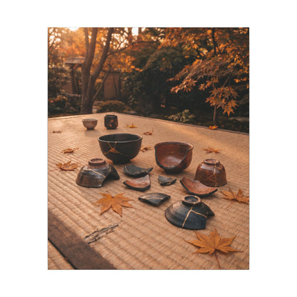 Golden Hour Tea Ceremony Canvas Art - Kintsugi Shibui