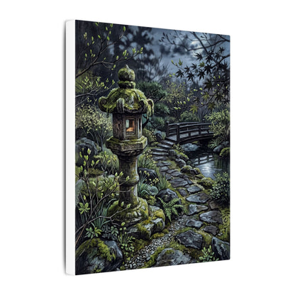 Japandi Stone Lantern in Moonlight | Texture Canvas Art