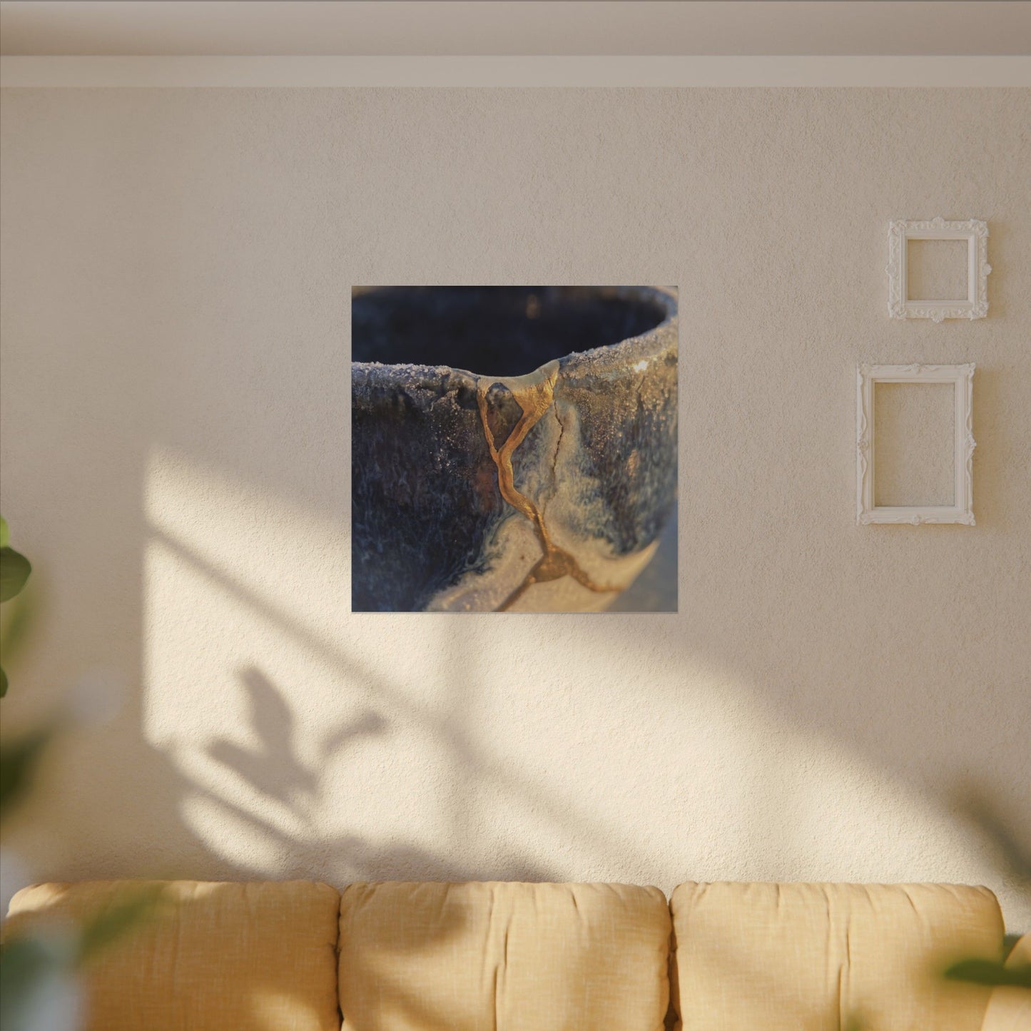 Winter Ceramic Bowl Gold Vein Canvas Art | Healing Decor