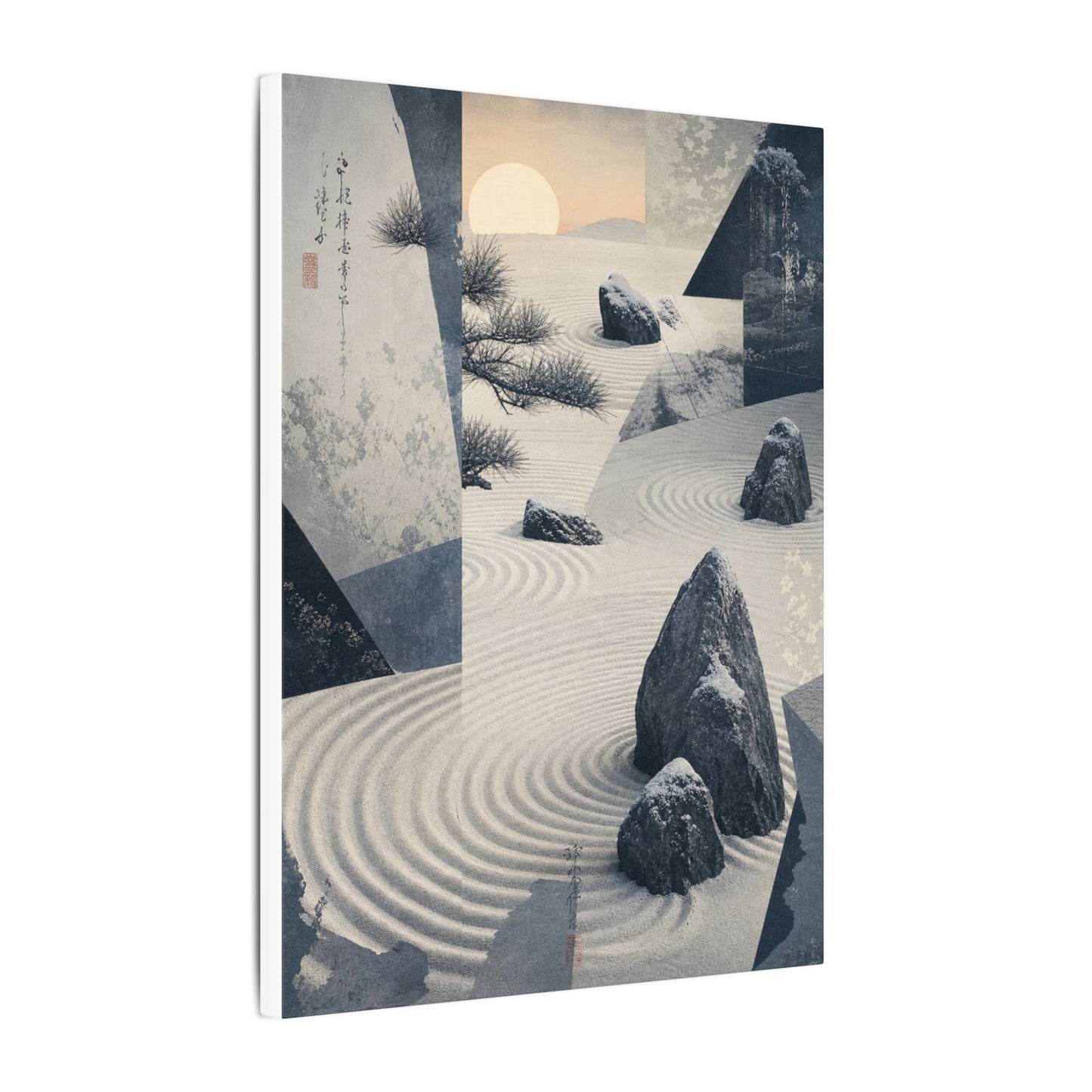 Seijaku Rock Garden Canvas Art - Zen Ukiyo E Inspired