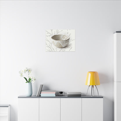 Neutral Ceramic Bowl Canvas Art - Minimal Line Japandi